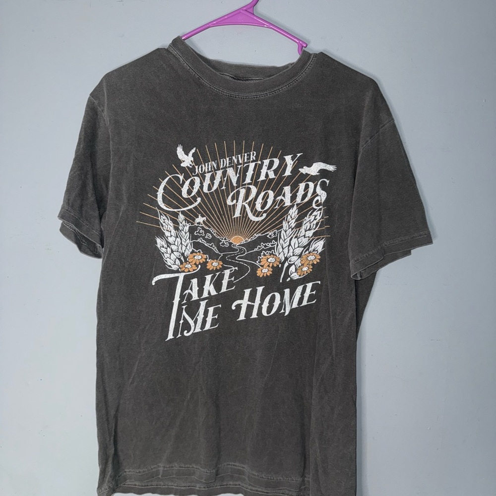 Gray Country Roads Graphic T-Shirt